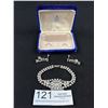 Image 1 : Vintage Simulated Diamond Bracelet + Earrings Set BIRKS Box