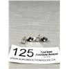 Image 1 : Antique White Gold Genuine Pearl Earrings w/ Onyx Stone