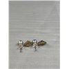 Image 3 : Antique White Gold Genuine Pearl Earrings w/ Onyx Stone