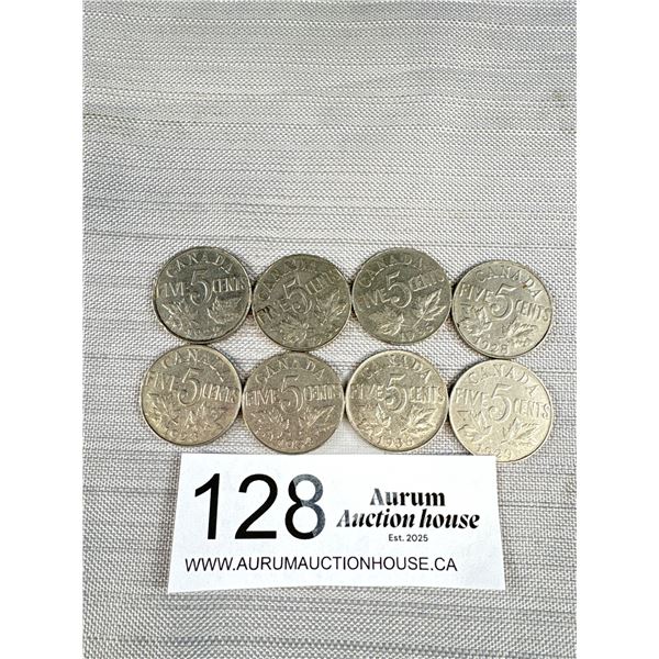 Early Canada 5 Cent Coins, 22, 23, 28, 29, 31, 34, 35, 36