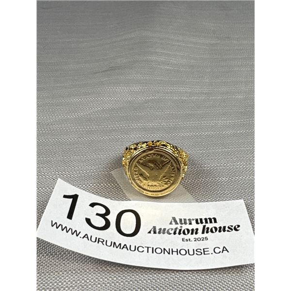 Gold Coin Ring Marked 1873 Solid