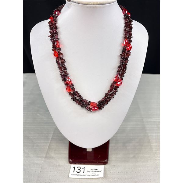 Quality Vintage Double Strand Blood Red Genuine Garnet Goon Necklace
