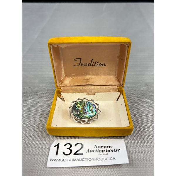 Quality C.1970 Silver Genuine Abalone Brooch Beauty!