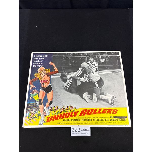 Original 1972 Womens Roller Derby "Unholy Rollers" Movie Poster Lobby Card