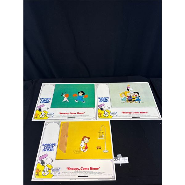 3 Original 1972 Snoopy Come Home Movie Posters Lobby Cards, 1st Woodstock Appearance