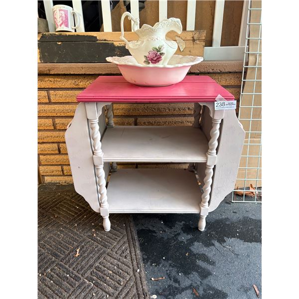 MCM Pink End Table w/ Wash Basin and Pitcher