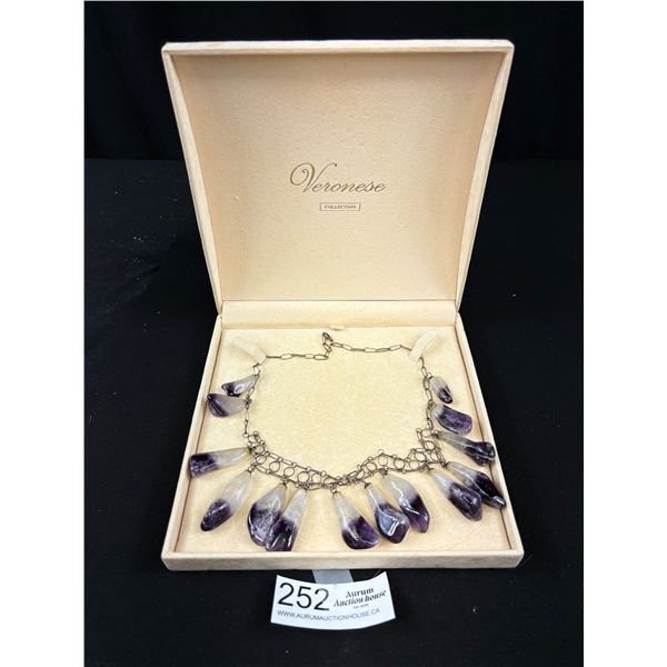 Vintage Polished Amethyst Stone Necklace
