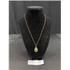 Image 1 : Vintage Gold w/ Green B.C. Jade Stone Pendant, Marked 1/20 12K w/ Chain Necklace
