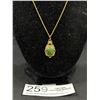 Image 2 : Vintage Gold w/ Green B.C. Jade Stone Pendant, Marked 1/20 12K w/ Chain Necklace