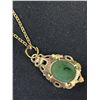 Image 3 : Vintage Gold w/ Green B.C. Jade Stone Pendant, Marked 1/20 12K w/ Chain Necklace