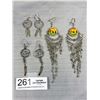 Image 1 : 3 Vintage Silver Hand Crafted Dangle Earrings