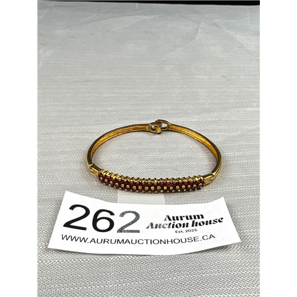 Vintage Gold Plated Hinged Bangle Bracelet