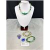 Image 1 : Various Fancy Glass Jewelry Necklace, Bracelet 2 Pendants