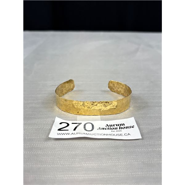 Hand Hammered Gold Tone Cuff Bangle