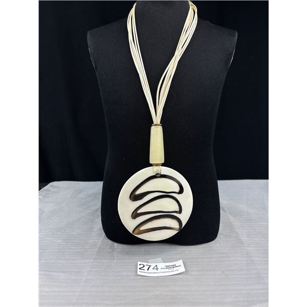 Vintage Hand Painted Lucite Pendants Necklace in Case