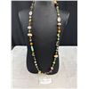 Image 1 : Unusual Vintage Metal Chain Connection w/ Semi Precious Stone + Crystal Beads Necklace, Extra Length
