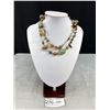 Image 2 : Unusual Vintage Metal Chain Connection w/ Semi Precious Stone + Crystal Beads Necklace, Extra Length