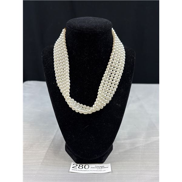 Beautiful Faux Pearls Choker Necklace, Self Adjustable