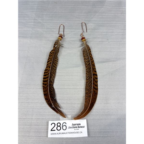 Pair of Vintage Feather Earrings, Rare