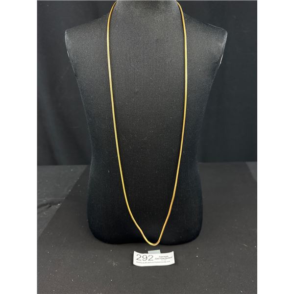 Extra Length Gold Tone Snake Skin Chain Necklace, 34", Excellent Condition