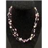 Image 2 : 5 Strands Cultured Fresh Water Pearls + Nature Amethyst Stones Choker Necklace, Very Sweet, 925 Ster