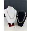 Image 1 : 2 Vintage Silver Tone Links Chain Necklaces