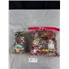 Image 1 : 2 Bags of Various Jewelry Lot of Broken Beads, Parts, + Some Watches
