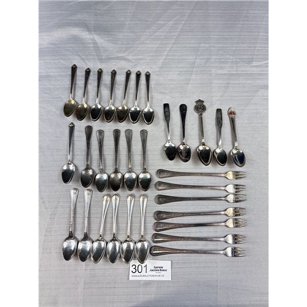 3 Sets of Silver Spoons, One Set of Forks + Souviner Spoons