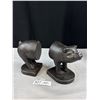 Image 1 : Pair of Vintage Black Cast Iron Pig Book Ends, Very Heavy, Maybe Also For Doorstoppers