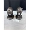Image 3 : Pair of Vintage Black Cast Iron Pig Book Ends, Very Heavy, Maybe Also For Doorstoppers