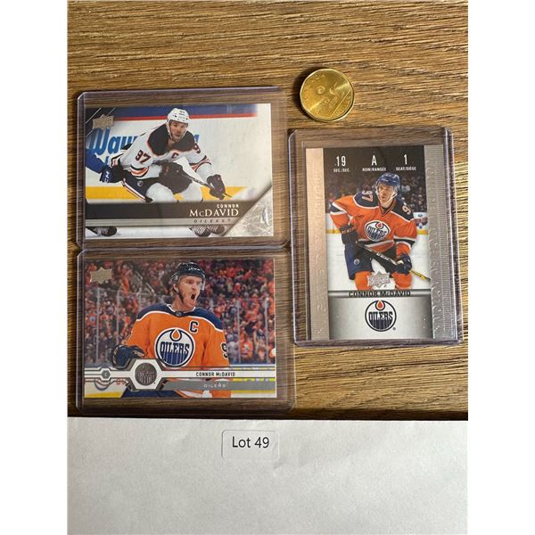 Connor McDavid 3-Card Lot – UD & Tim Hortons Game Day Action - hockey card