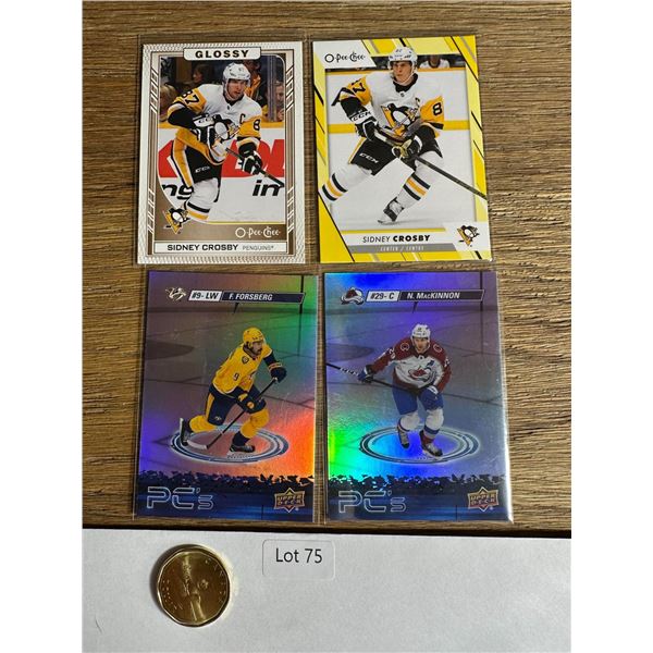 Sidney Crosby & Stars Insert Lot – 4 Cards - hockey card