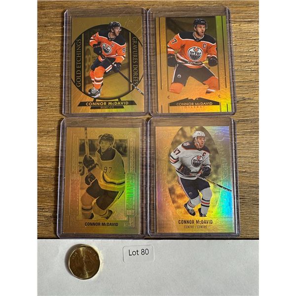 Connor McDavid Gold Etchings Collection (4 Cards) - hockey card