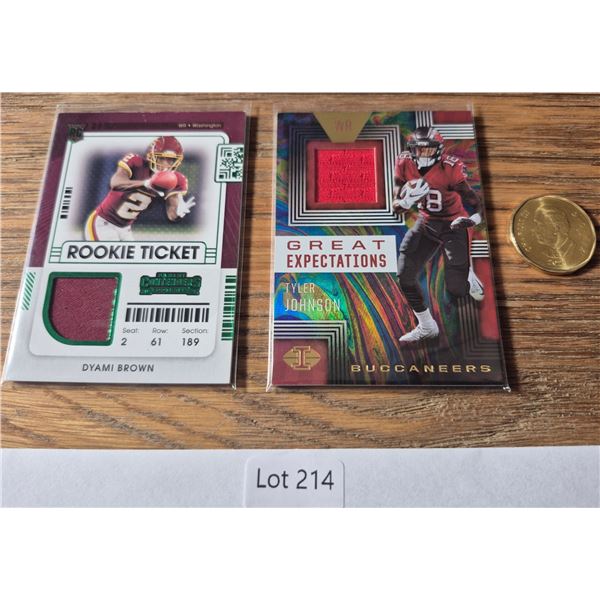 Dyami Brown & Tyler Johnson Dual Rookie Relic Lot – 2 Cards - Football Card