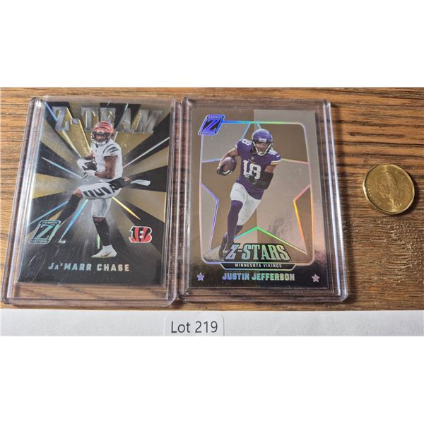 Ja'Marr Chase & Justin Jefferson Zenith Insert Lot – 2 Cards - Football Card