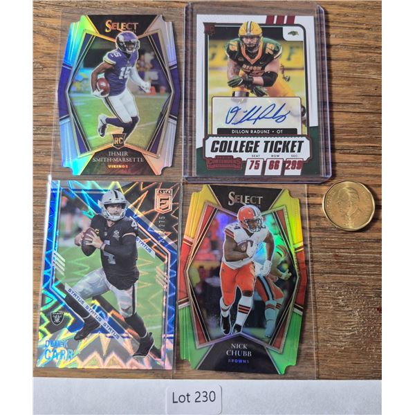 Ihmir Smith-Marsette & Nick Chubb Mixed Football Lot – 4 Cards - Football Card