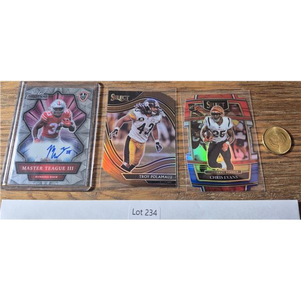 Master Teague III & Troy Polamalu Autograph & Rookie Lot – 3 Cards - Football Card