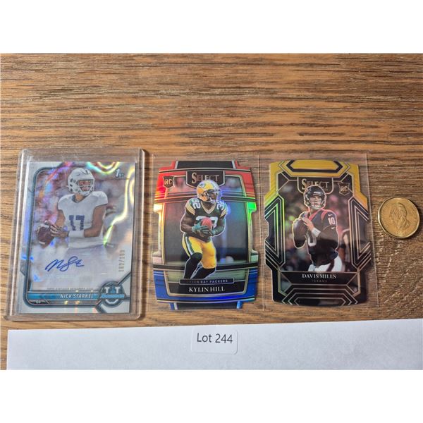 Nick Starkel Auto /499, Kylin Hill Rookie & Davis Mills Rookie - Football Card