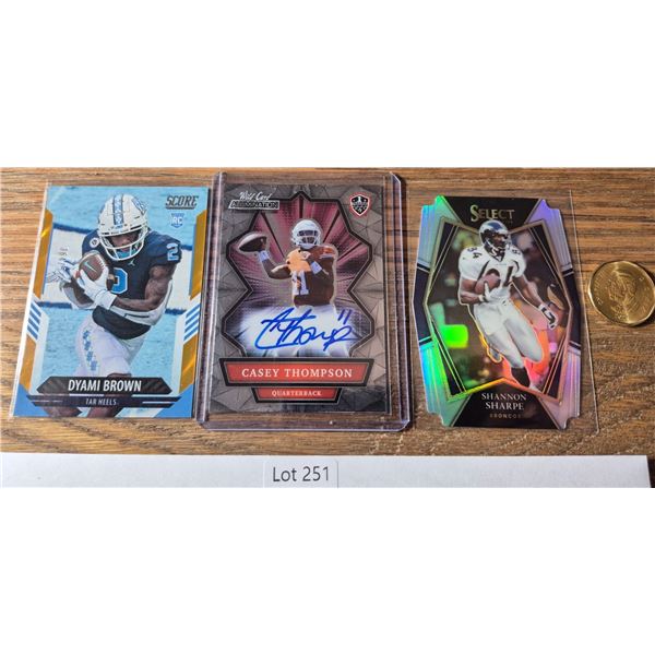 Casey Thompson Auto, Dyami Brown Rookie & Shannon Sharpe Select - Football Card