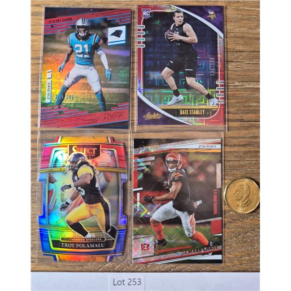 Troy Polamalu Select, Ja’Marr Chase Prestige Xtra Points, Jeremy Chinn /299 & Nate Stanley