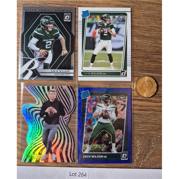 Zach Wilson 4-Card Lot Including Reaching for the Stars & Rated Rookies - Football Card
