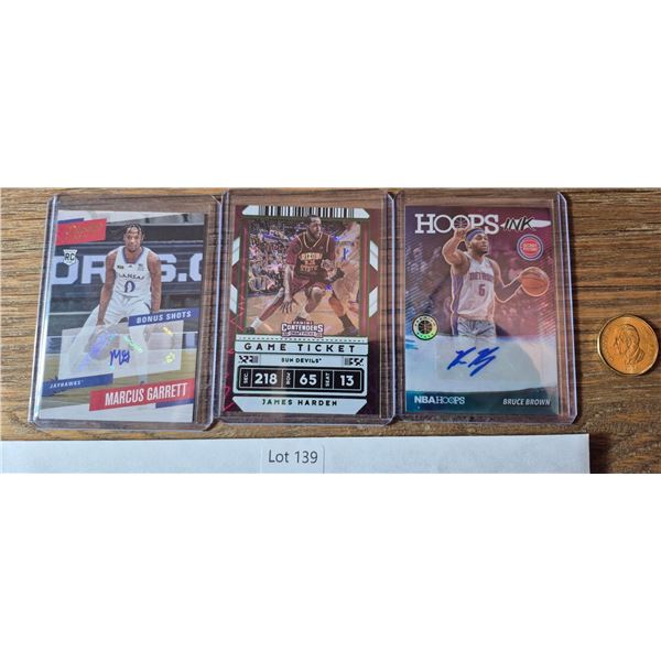 Autograph duo – Marcus Garrett, James Harden, Bruce Brown - Basketball Card