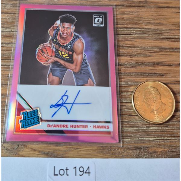 De’Andre Hunter Rated Rookie Auto Pink 24/26 - Basketball Card
