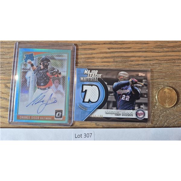 Chance Sisco Auto & Miguel Sano Relic Lot (2) - Baseball Card