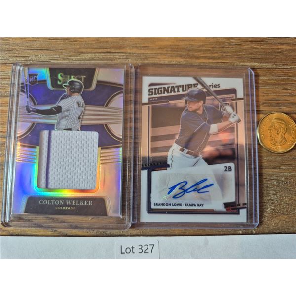 Brandon Lowe Auto & Colton Welker Relic Lot (2) - Baseball Card