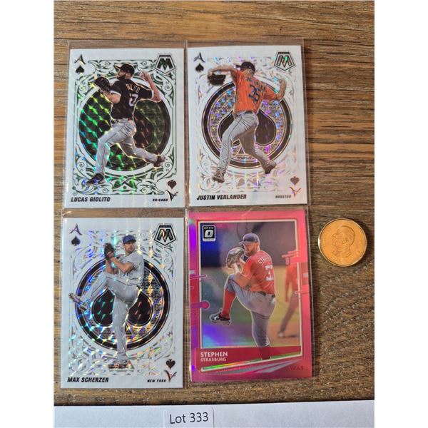 Justin Verlander, Max Scherzer, Lucas Giolito & Stephen Strasburg Aces Lot (4) - Baseball Card