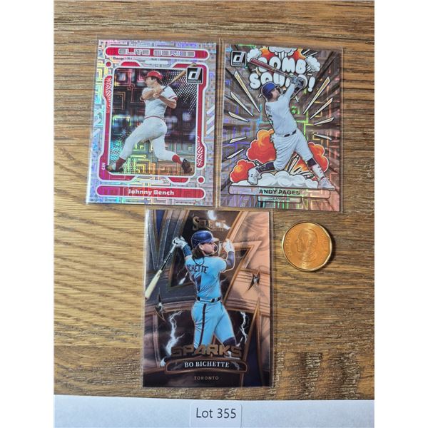 Bo Bichette, Johnny Bench & Andy Pages Donruss Insert Lot (3) - Baseball Card