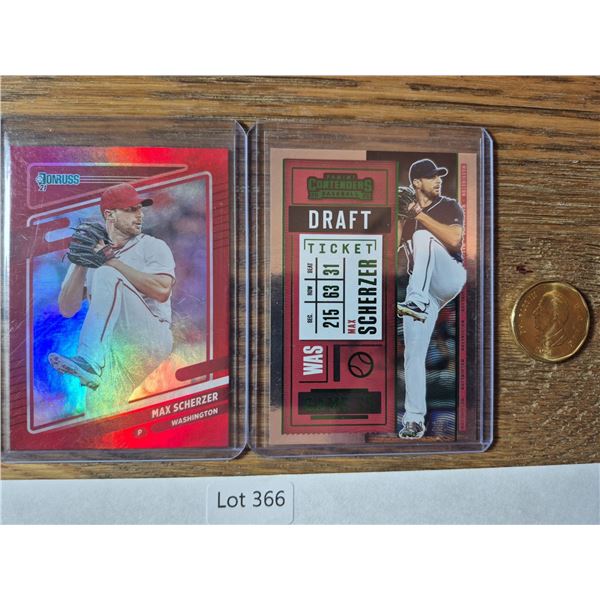 Max Scherzer 009/299 Donruss & Contenders Lot (2) - Baseball Card