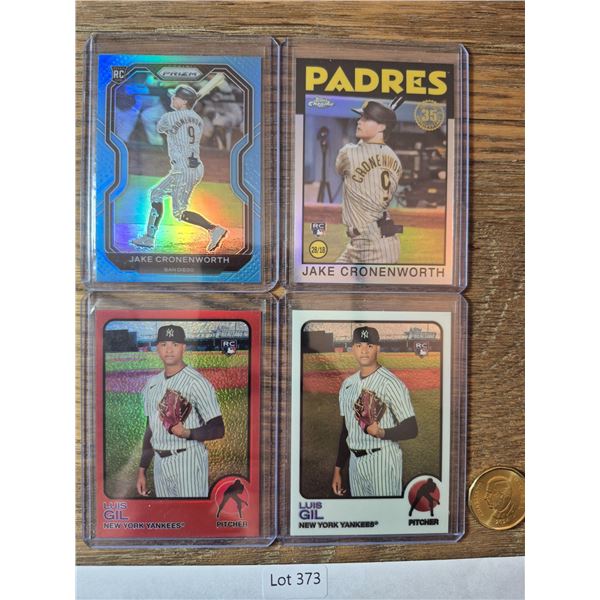 Jake Cronenworth & Luis Gil Rookie Lot (4) - Baseball Card