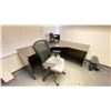 Image 2 : CONTENTS OF OFFICE 3 INCLUDING L SHAPED OFFICE DESK, 4 DRAWER COMBINATION CABINET, 4 DOOR OVERHEAD